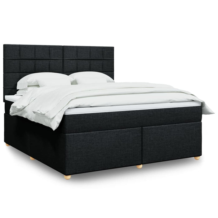 Pat box spring cu saltea, negru, 180x200 cm, catifea WALTI