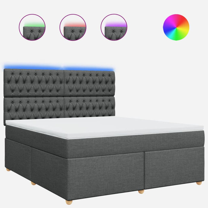 Pat box spring cu saltea, gri închis, 180x200 cm, textil - WALTI WALTI