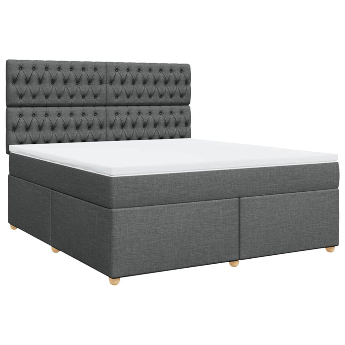 Pat box spring cu saltea, gri închis, 180x200 cm, textil - WALTI WALTI