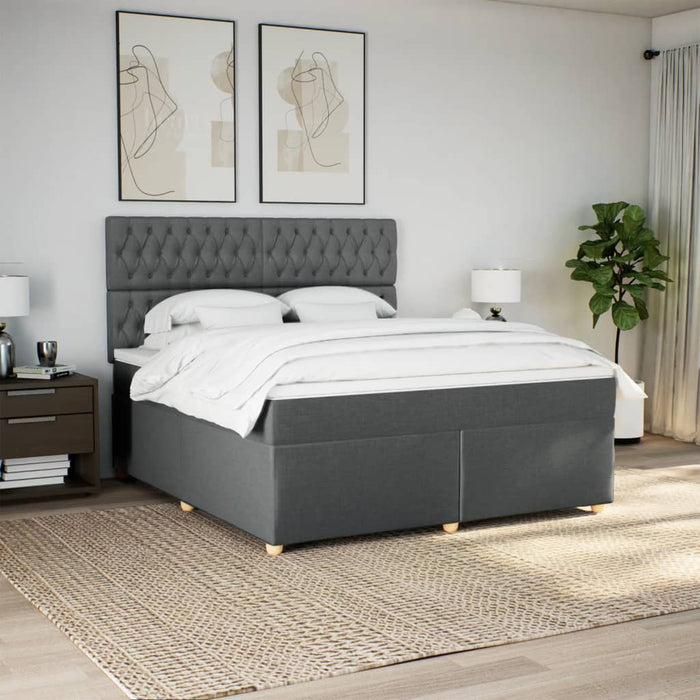 Pat box spring cu saltea, gri închis, 180x200 cm, textil - WALTI WALTI