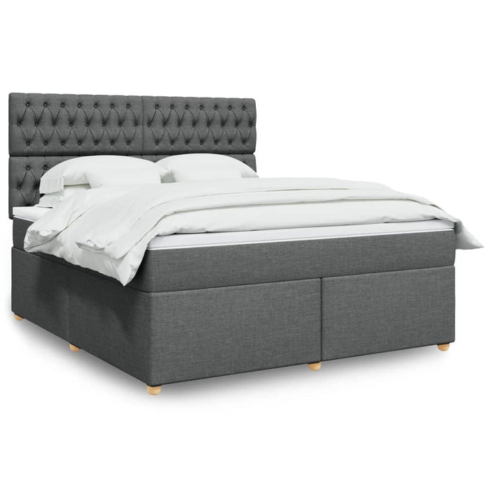 Pat box spring cu saltea, gri închis, 180x200 cm, textil - WALTI WALTI
