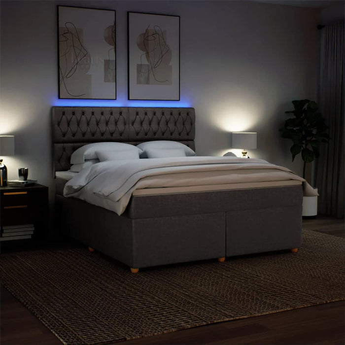 Pat continental cu saltea, gri taupe, 180x200 cm, textil - WALTI WALTI