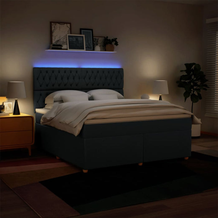 Pat box spring cu saltea, albastru, 180x200 cm, material textil - WALTI WALTI