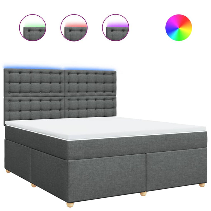 Pat box spring cu saltea, gri închis, 180x200 cm, textil - WALTI WALTI
