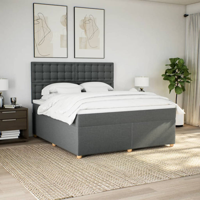 Pat box spring cu saltea, gri închis, 180x200 cm, textil - WALTI WALTI