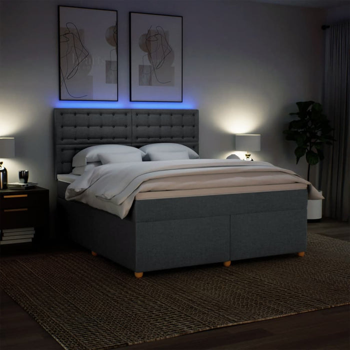 Pat box spring cu saltea, gri închis, 180x200 cm, textil - WALTI WALTI