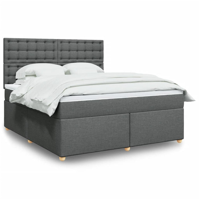 Pat box spring cu saltea, gri închis, 180x200 cm, textil - WALTI WALTI