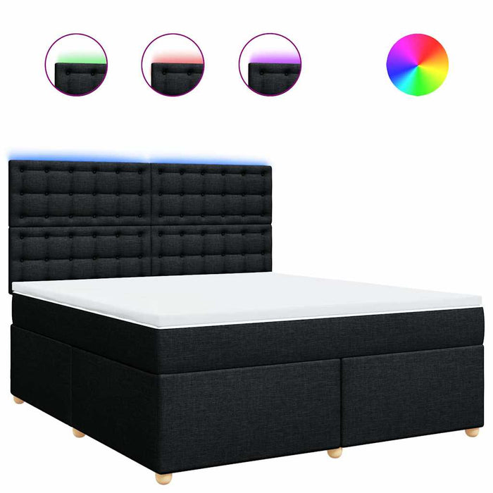Pat box spring cu saltea, negru, 180x200 cm, catifea - WALTI WALTI