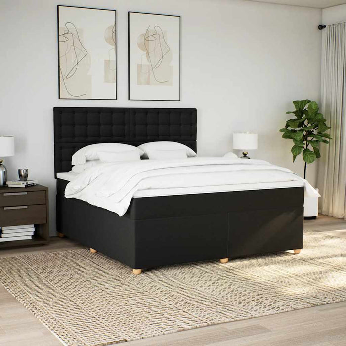 Pat box spring cu saltea, negru, 180x200 cm, catifea - WALTI WALTI