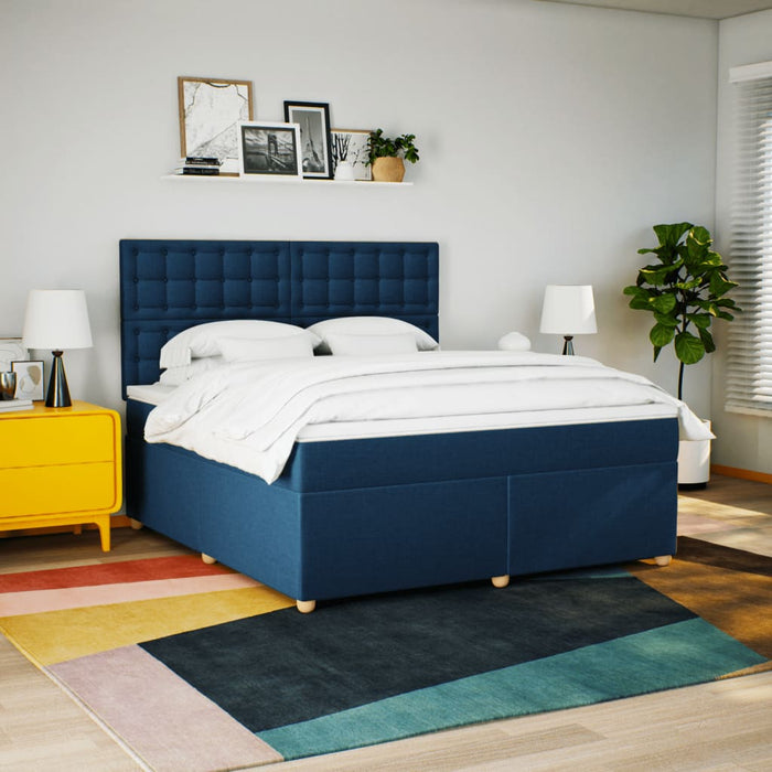Pat box spring cu saltea, albastru, 180x200 cm, material textil - WALTI WALTI