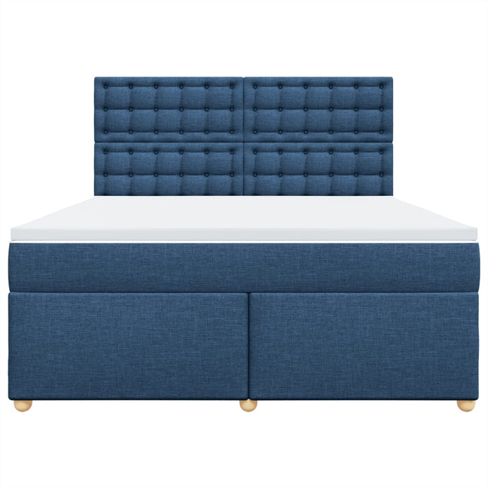 Pat box spring cu saltea, albastru, 180x200 cm, material textil - WALTI WALTI