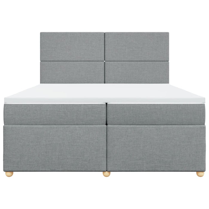Pat box spring cu saltea, gri deschis, 200x200 cm, textil - WALTI WALTI