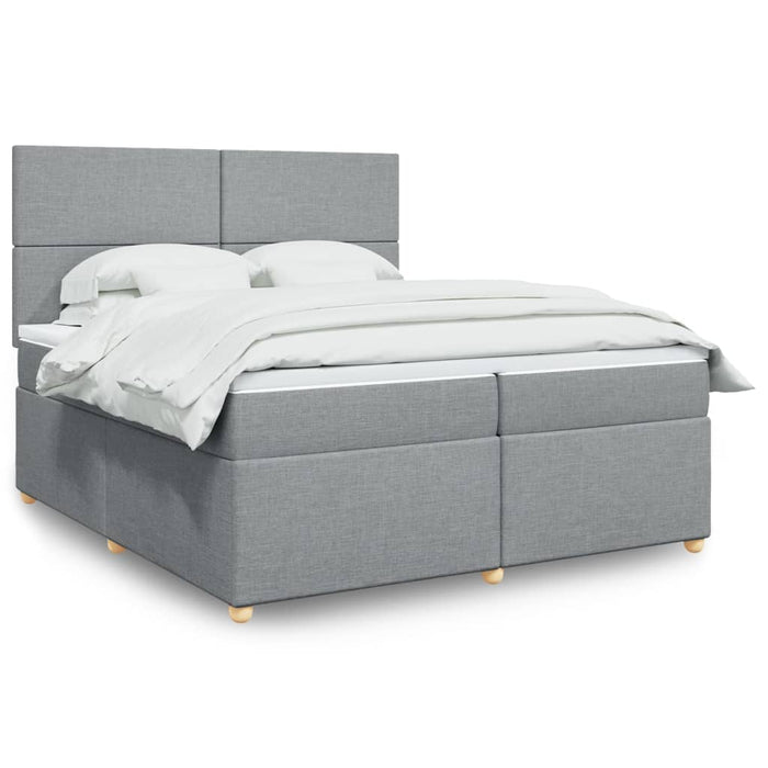 Pat box spring cu saltea, gri deschis, 200x200 cm, textil - WALTI WALTI