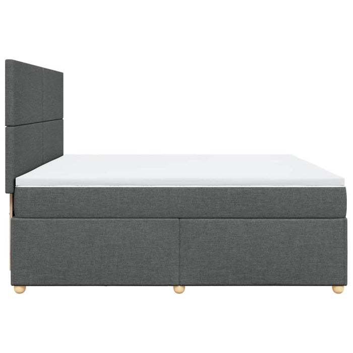 Pat box spring cu saltea, gri închis, 200x200 cm, textil - WALTI WALTI