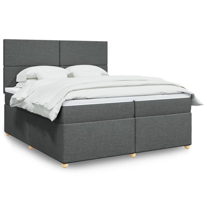 Pat box spring cu saltea, gri închis, 200x200 cm, textil - WALTI WALTI