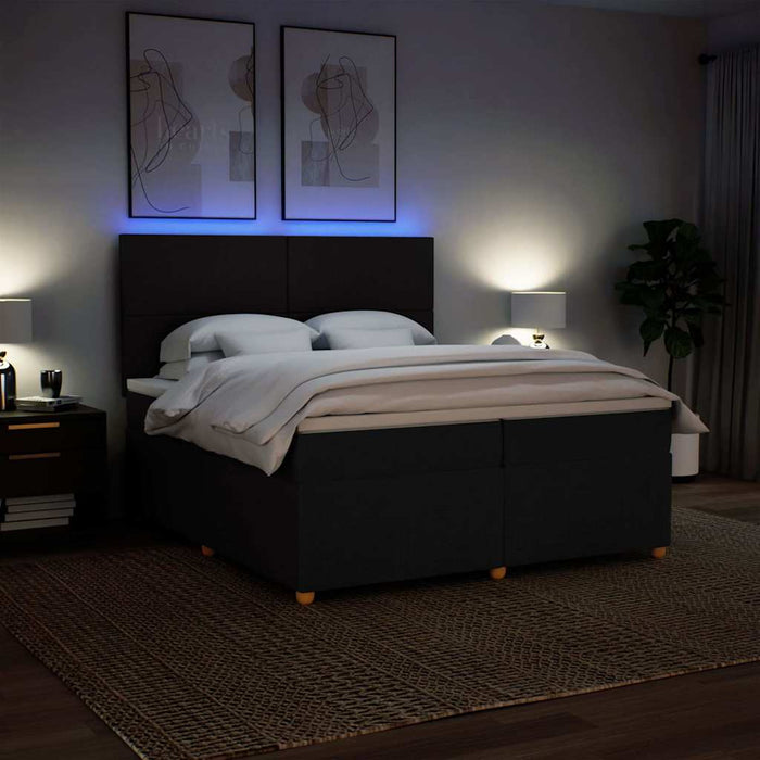 Pat box spring cu saltea, negru, 200x200 cm, textil - WALTI WALTI