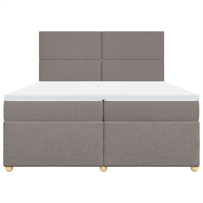 Pat box spring cu saltea, gri taupe, 200x200 cm, textil WALTI