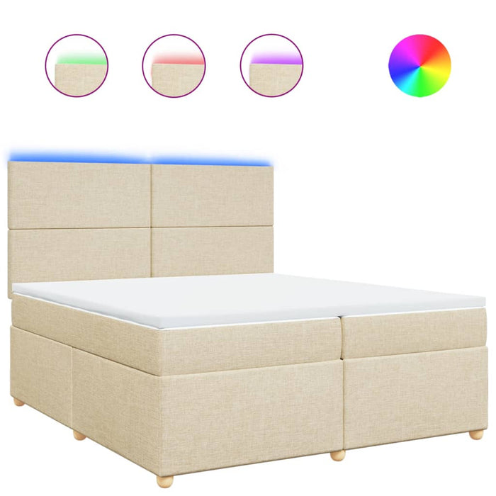 Pat box spring cu saltea, crem, 200x200 cm, textil - WALTI WALTI