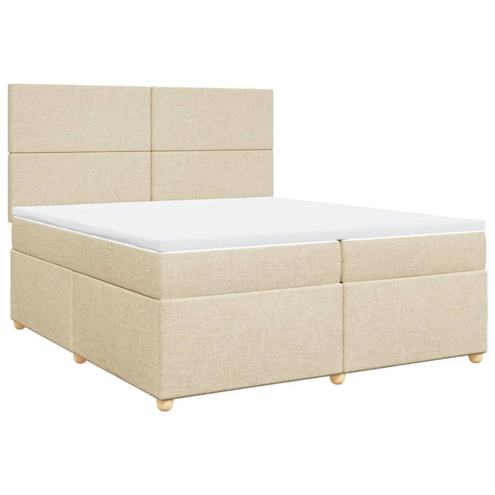 Pat box spring cu saltea, crem, 200x200 cm, textil - WALTI WALTI