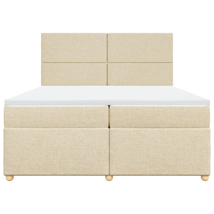 Pat box spring cu saltea, crem, 200x200 cm, textil - WALTI WALTI