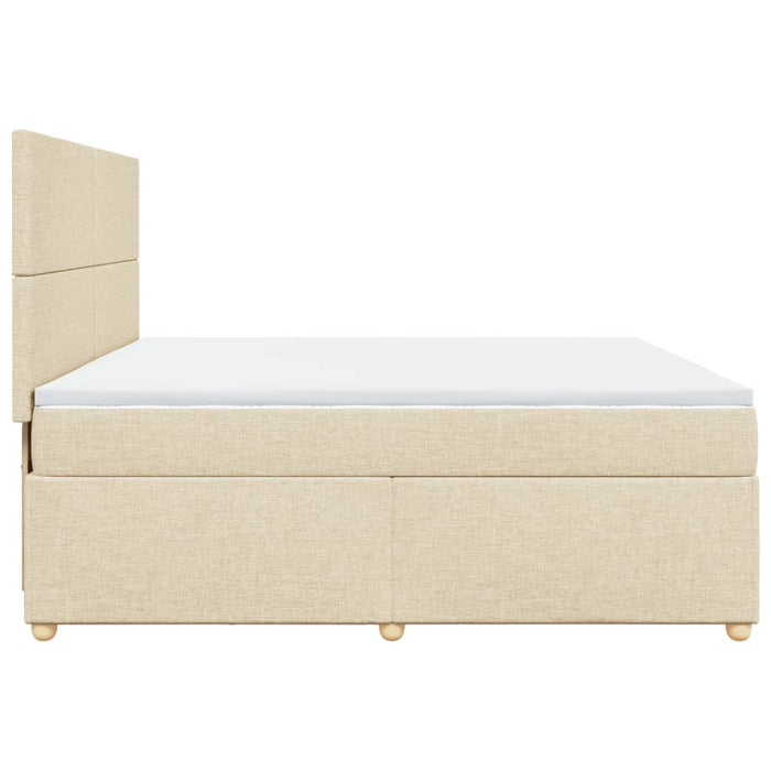 Pat box spring cu saltea, crem, 200x200 cm, textil - WALTI WALTI