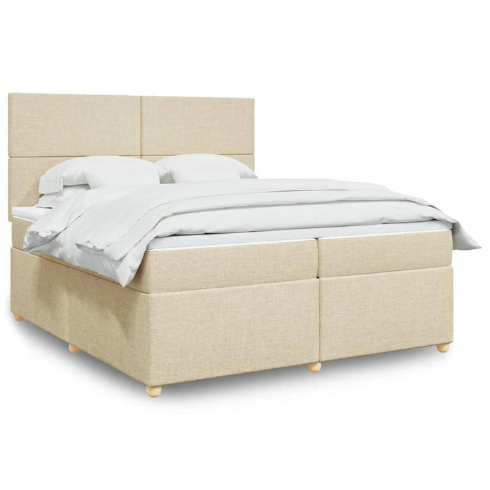 Pat box spring cu saltea, crem, 200x200 cm, textil - WALTI WALTI