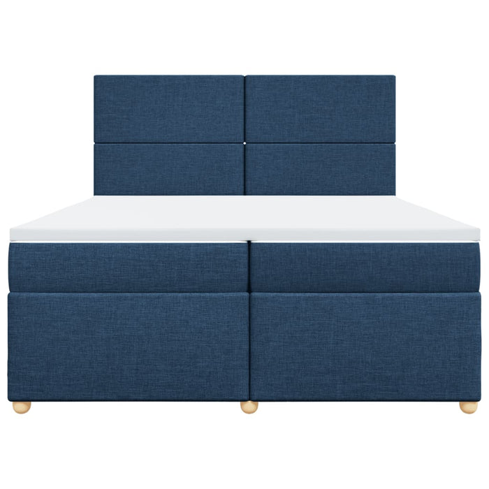 Pat box spring cu saltea, albastru, 200x200 cm, textil - WALTI WALTI