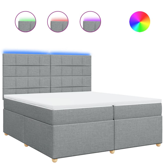 Pat box spring cu saltea, gri deschis, 200x200 cm, textil - WALTI WALTI