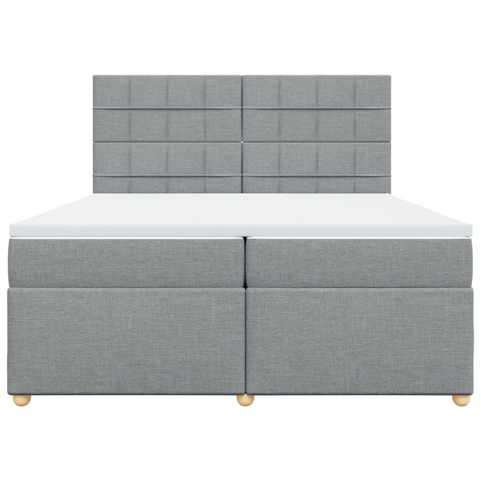 Pat box spring cu saltea, gri deschis, 200x200 cm, textil - WALTI WALTI