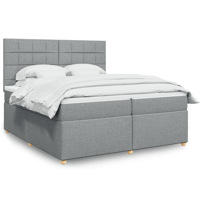 Pat box spring cu saltea, gri deschis, 200x200 cm, textil - WALTI WALTI
