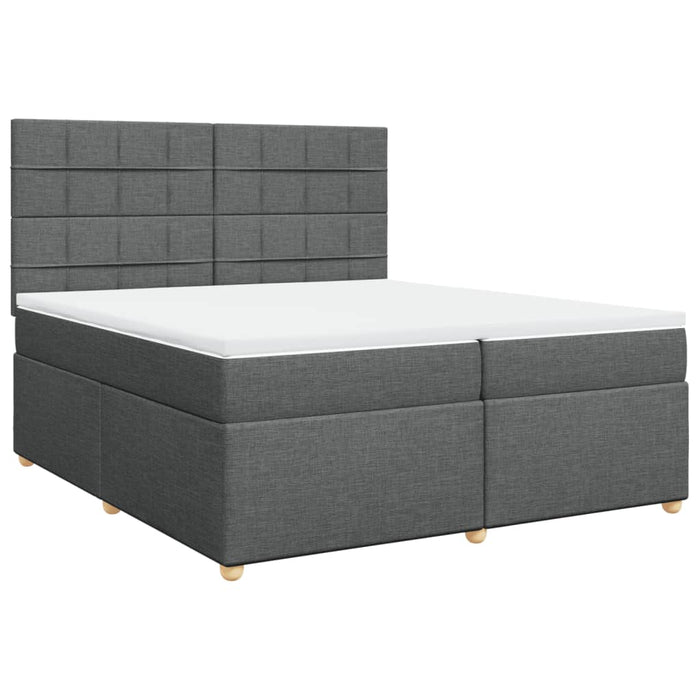 Pat box spring cu saltea, gri închis, 200x200 cm, textil - WALTI WALTI