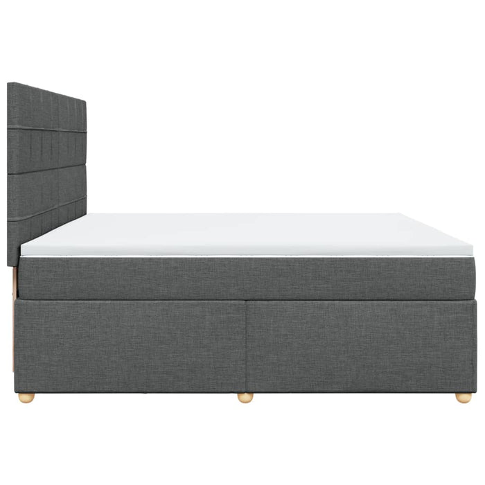 Pat box spring cu saltea, gri închis, 200x200 cm, textil - WALTI WALTI