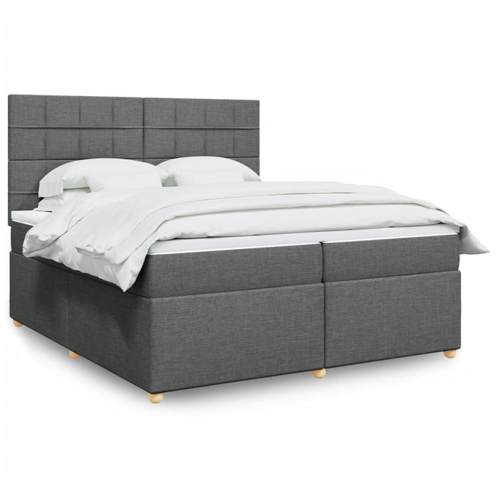 Pat box spring cu saltea, gri închis, 200x200 cm, textil - WALTI WALTI