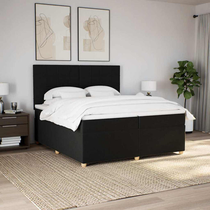 Pat box spring cu saltea, negru, 200x200 cm, textil - WALTI WALTI
