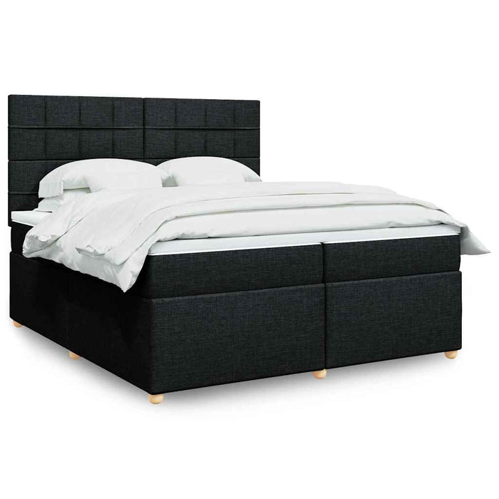Pat box spring cu saltea, negru, 200x200 cm, textil - WALTI WALTI