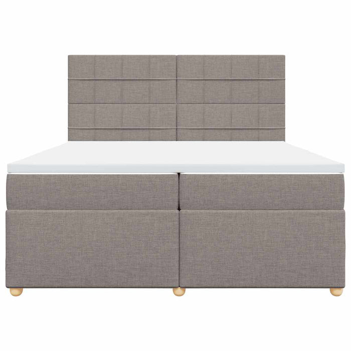 Pat box spring cu saltea, gri taupe, 200x200 cm, textil WALTI
