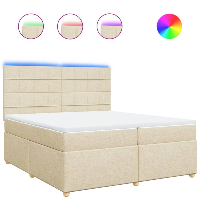 Pat box spring cu saltea, crem, 200x200 cm, textil - WALTI WALTI