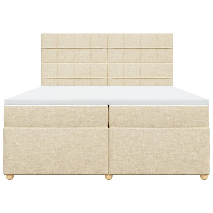 Pat box spring cu saltea, crem, 200x200 cm, textil - WALTI WALTI