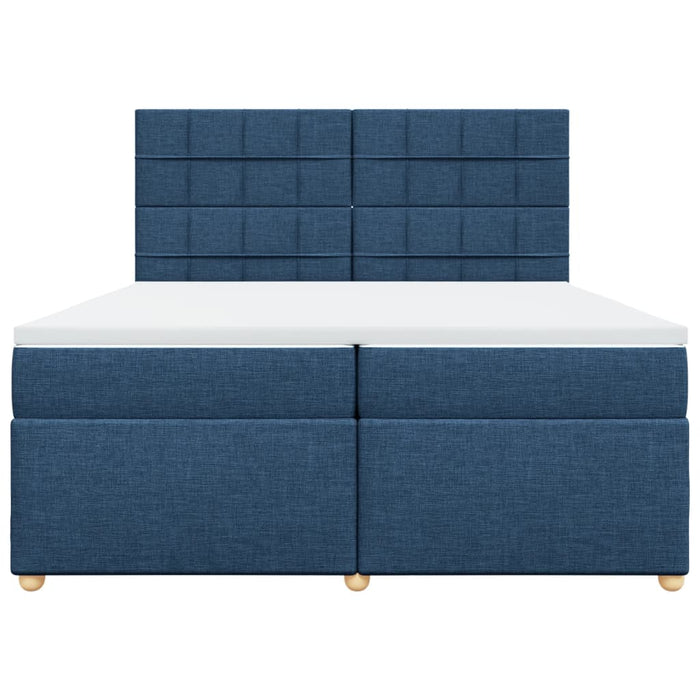 Pat box spring cu saltea, albastru, 200x200 cm, textil - WALTI WALTI