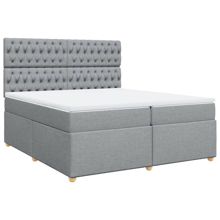 Pat box spring cu saltea, gri deschis, 200x200 cm, textil - WALTI WALTI