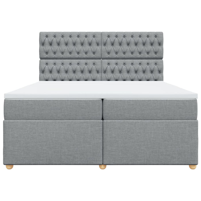 Pat box spring cu saltea, gri deschis, 200x200 cm, textil - WALTI WALTI