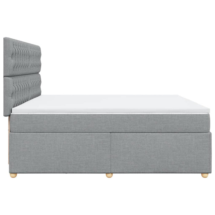 Pat box spring cu saltea, gri deschis, 200x200 cm, textil - WALTI WALTI