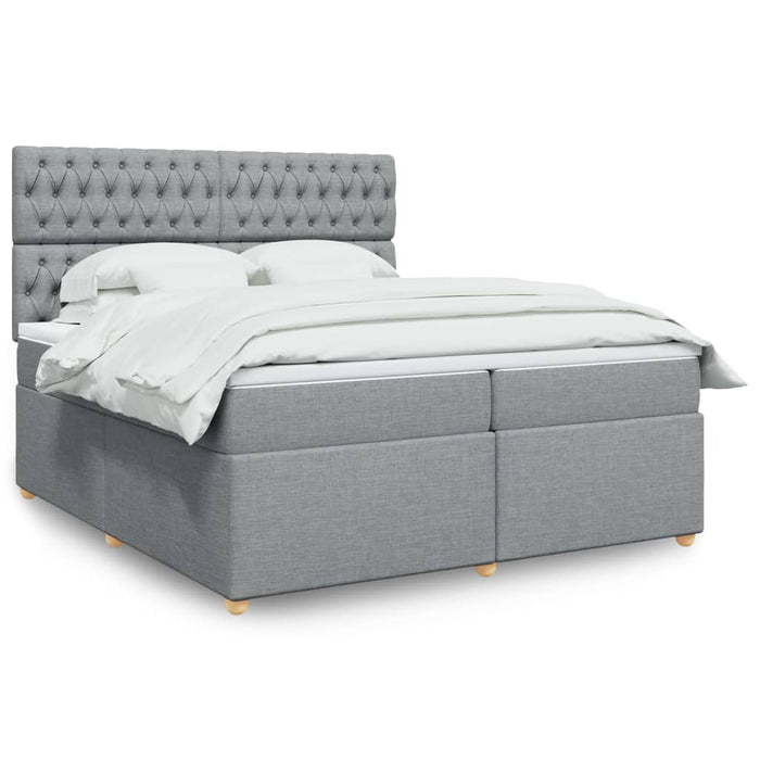 Pat box spring cu saltea, gri deschis, 200x200 cm, textil - WALTI WALTI