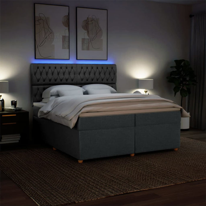 Pat box spring cu saltea, gri închis, 200x200 cm, textil - WALTI WALTI