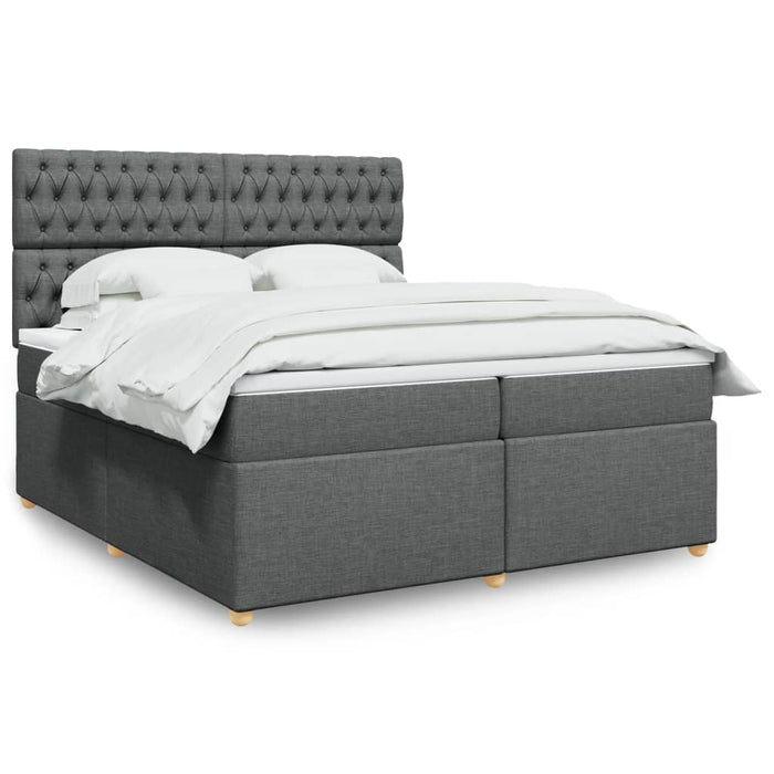 Pat box spring cu saltea, gri închis, 200x200 cm, textil - WALTI WALTI