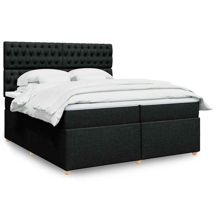 Pat box spring cu saltea, negru, 200x200 cm, textil - WALTI WALTI