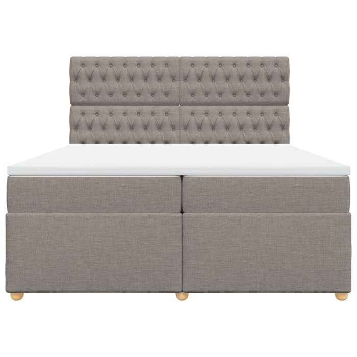 Pat box spring cu saltea, gri taupe, 200x200 cm, textil WALTI