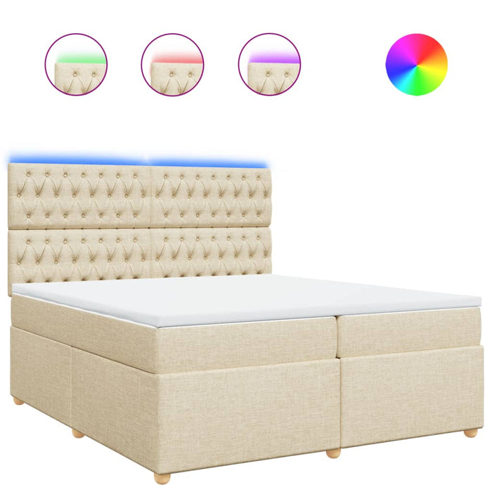 Pat box spring cu saltea, crem, 200x200 cm, textil - WALTI WALTI