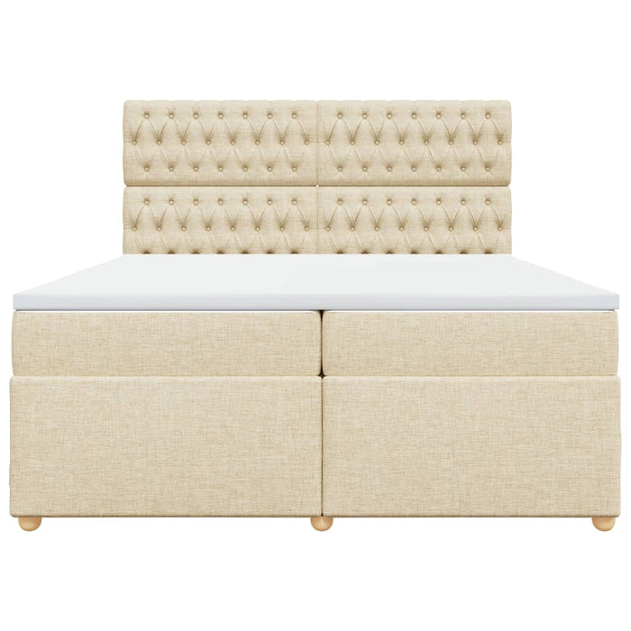 Pat box spring cu saltea, crem, 200x200 cm, textil - WALTI WALTI