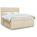 Pat box spring cu saltea, crem, 200x200 cm, textil - WALTI WALTI